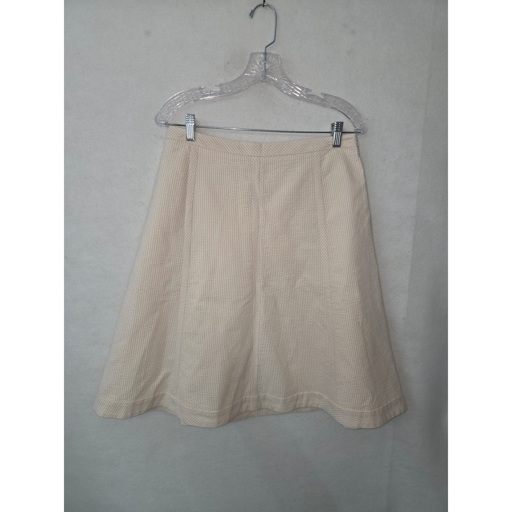 Banana Republic Seersucker Skirt Womens 10 Pink White Striped A-Line Cotton Vtg
